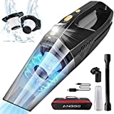 Aspirador de coche, aspirador portátil ANGGO, potente mini aspirador inalámbrico 9000PA 120 W aspirador de trabajo húmedo y seco recargable USB carga para el hogar y el coche